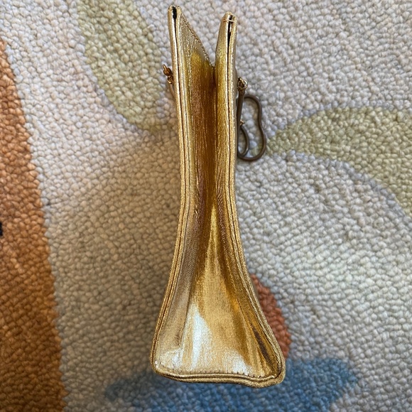 Vintage HL Harry Levine Gold Lamé Evening Handbag & Attached Coin Purse - Picture 5 of 16